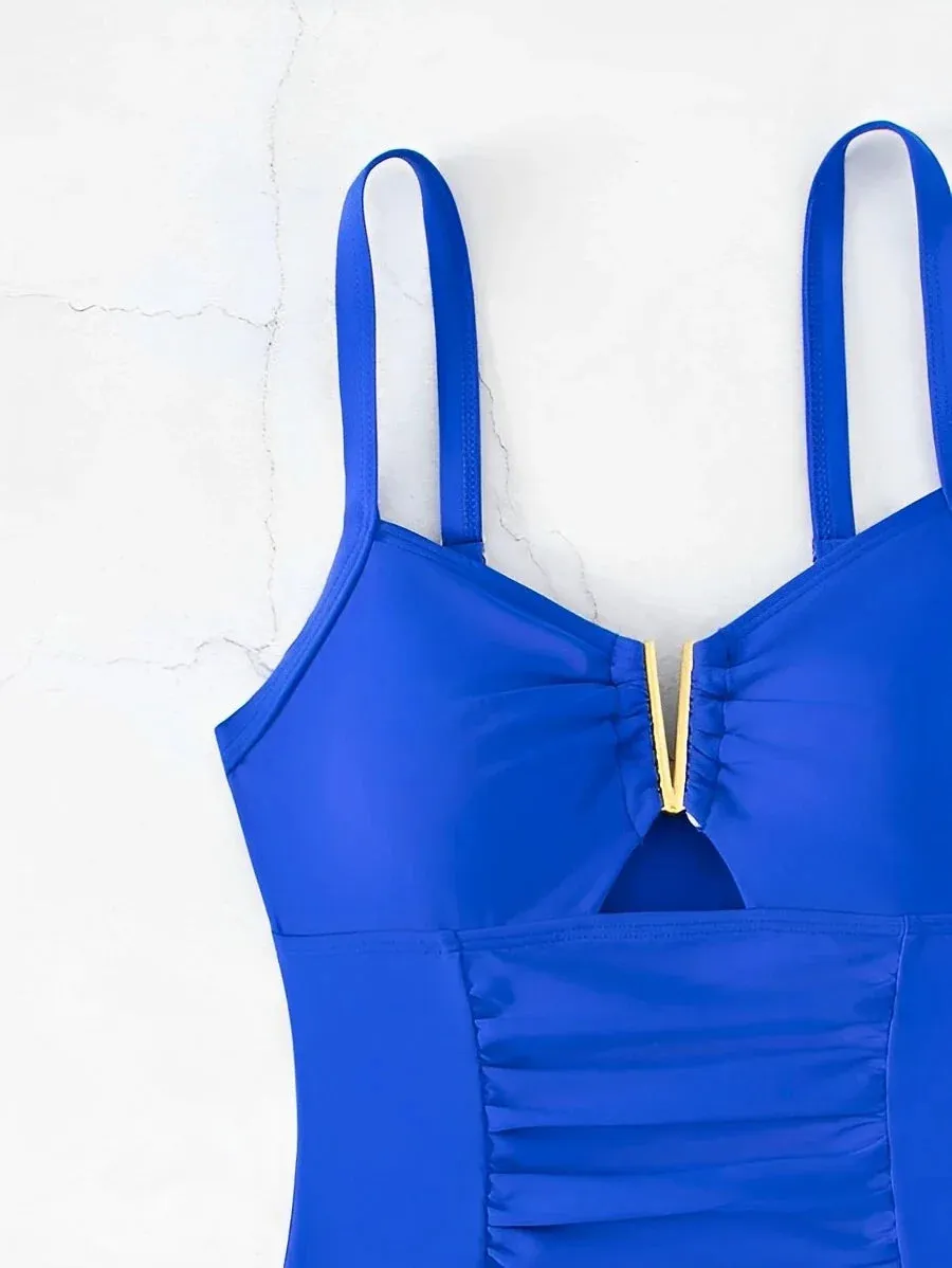 Oceanic Full-Coverage V-Neck Swimwear for Women Who Love Water Sports