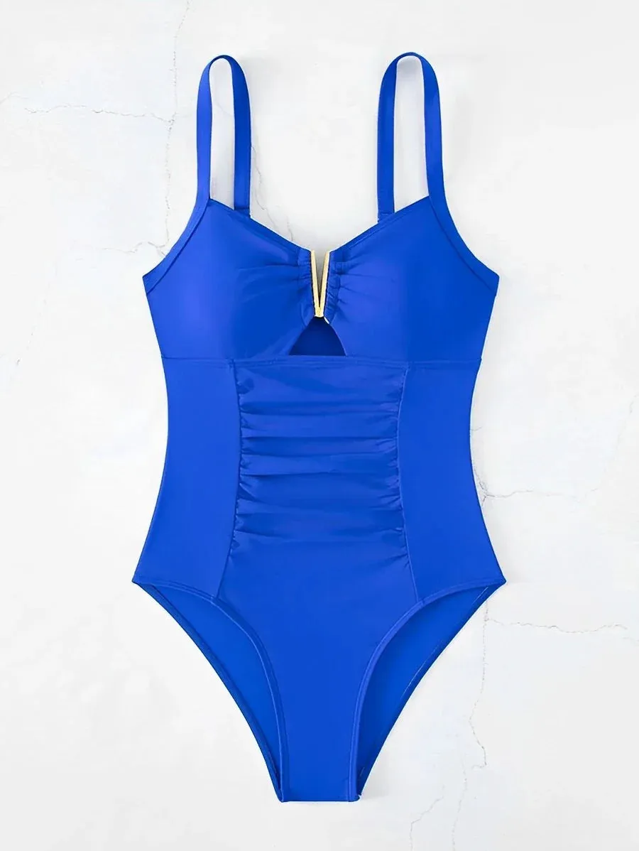 Oceanic Full-Coverage V-Neck Swimwear for Women Who Love Water Sports