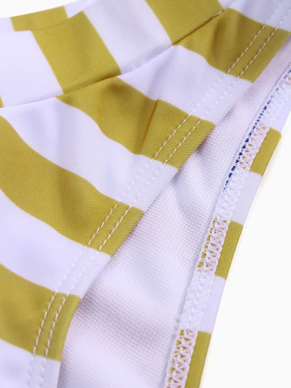 OEM ODM Halter Stripe Sleeveless Yellow Bikini Set