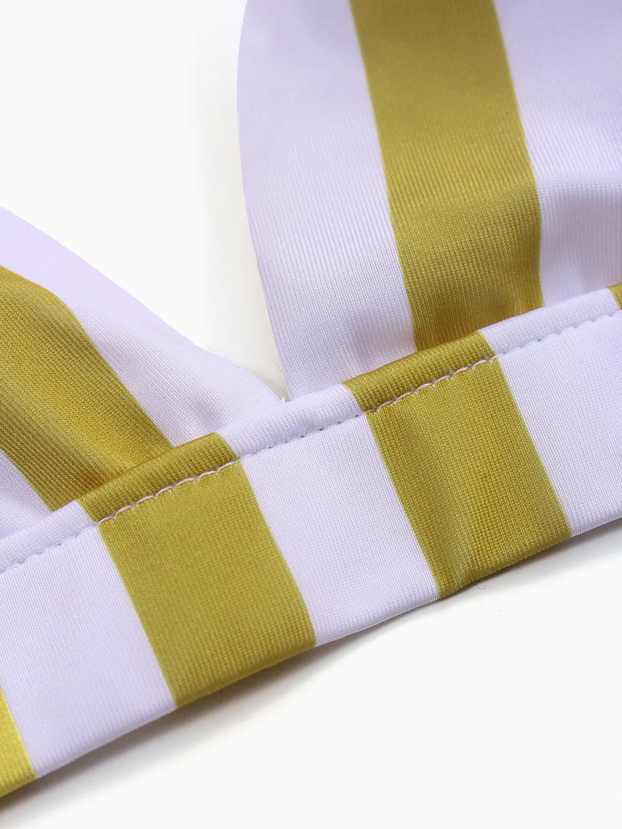 OEM ODM Halter Stripe Sleeveless Yellow Bikini Set