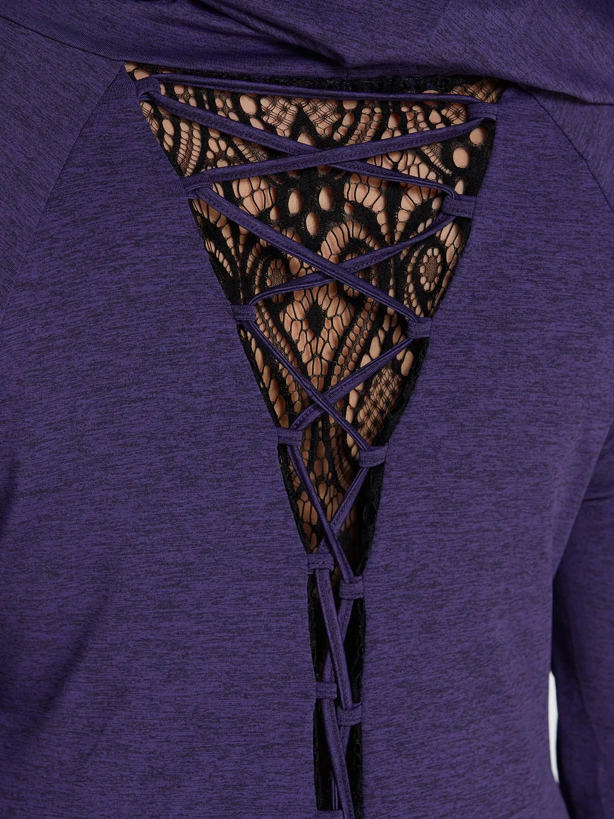 OEM ODM Off The Shoulder Plain Lace Hooded Long Sleeve High-Low Hem Purple Plus Size Dress