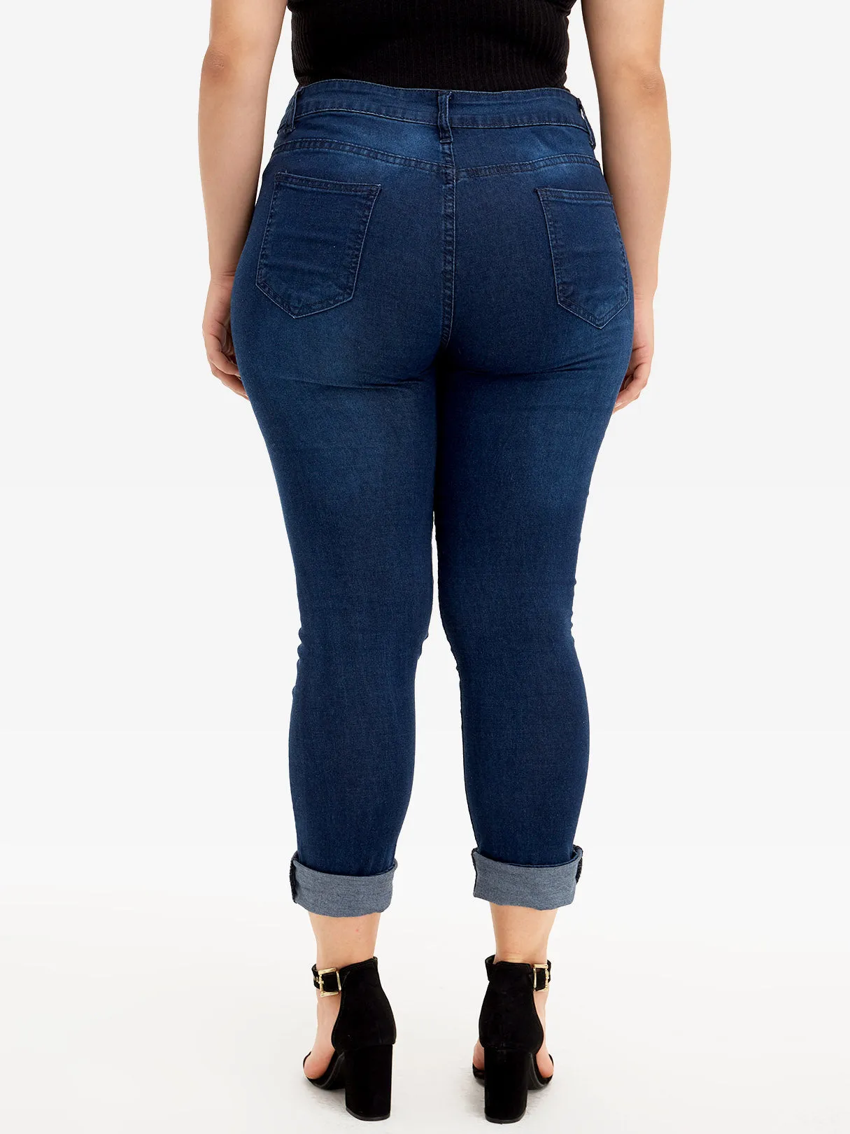 OEM ODM Plain Random Ripped Navy Plus Size Bottoms