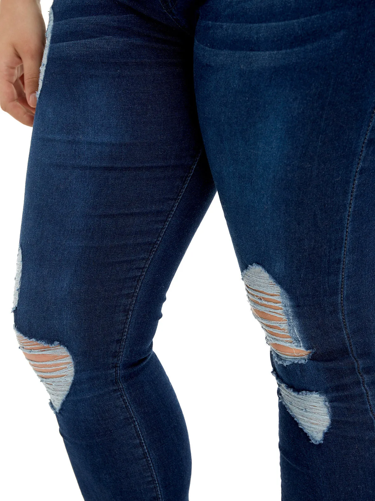OEM ODM Plain Random Ripped Navy Plus Size Bottoms