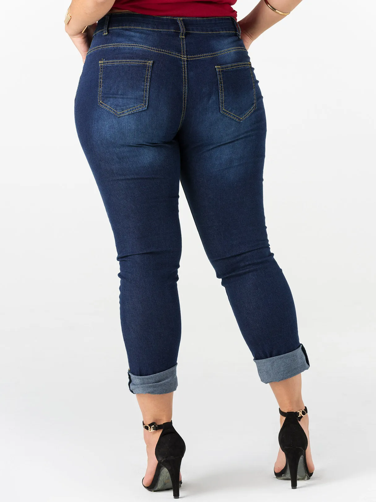 OEM ODM Plain Zip Back Bodycon Dark Blue Plus Size Bottoms