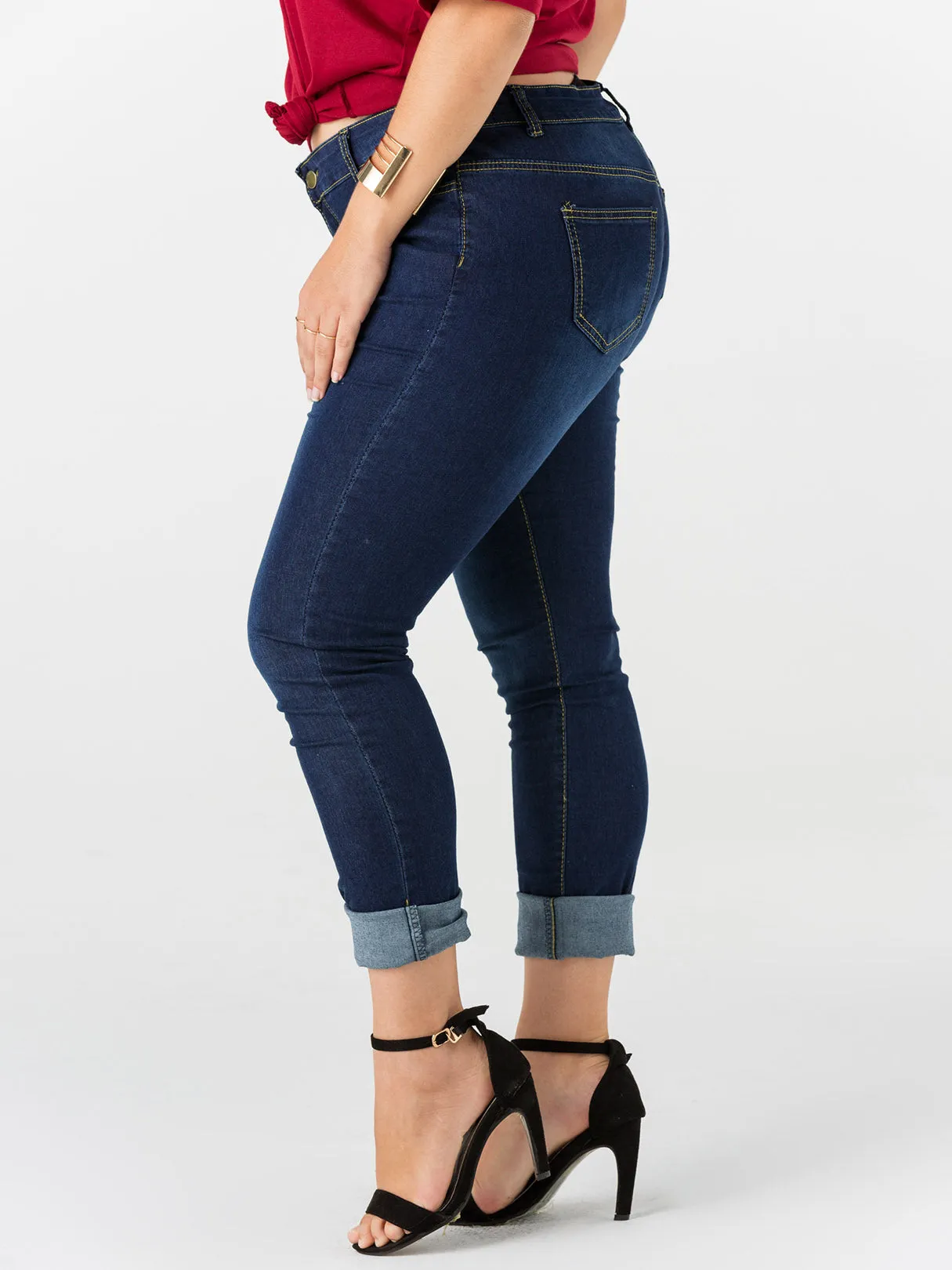 OEM ODM Plain Zip Back Bodycon Dark Blue Plus Size Bottoms