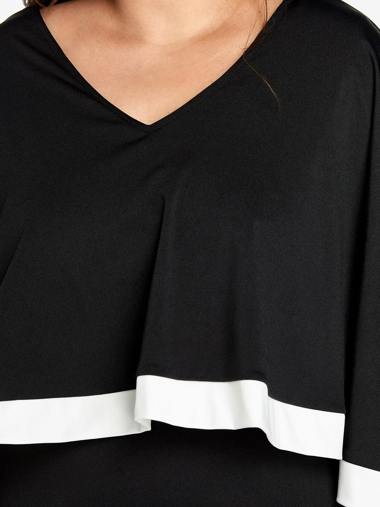 OEM ODM V-Neck Plain Tiered Long Sleeve Plus Size Dress