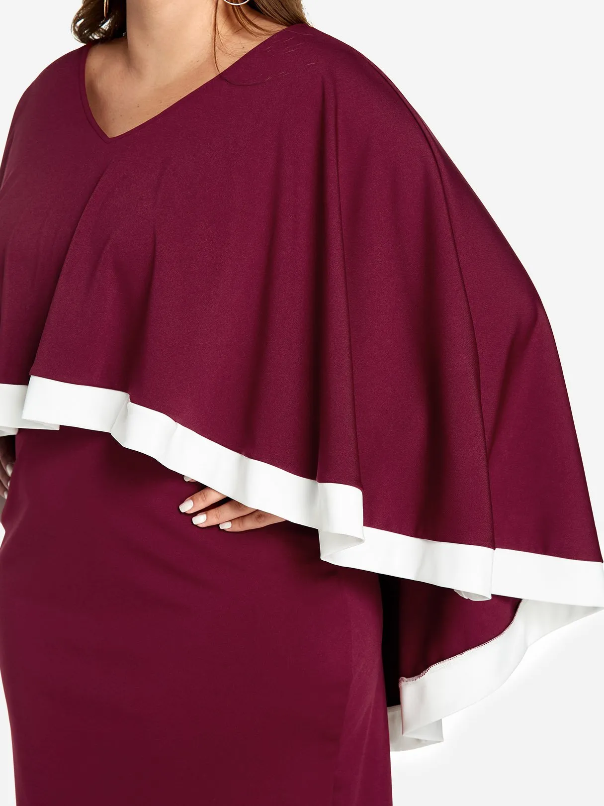 OEM ODM V-Neck Plain Tiered Long Sleeve Plus Size Dress