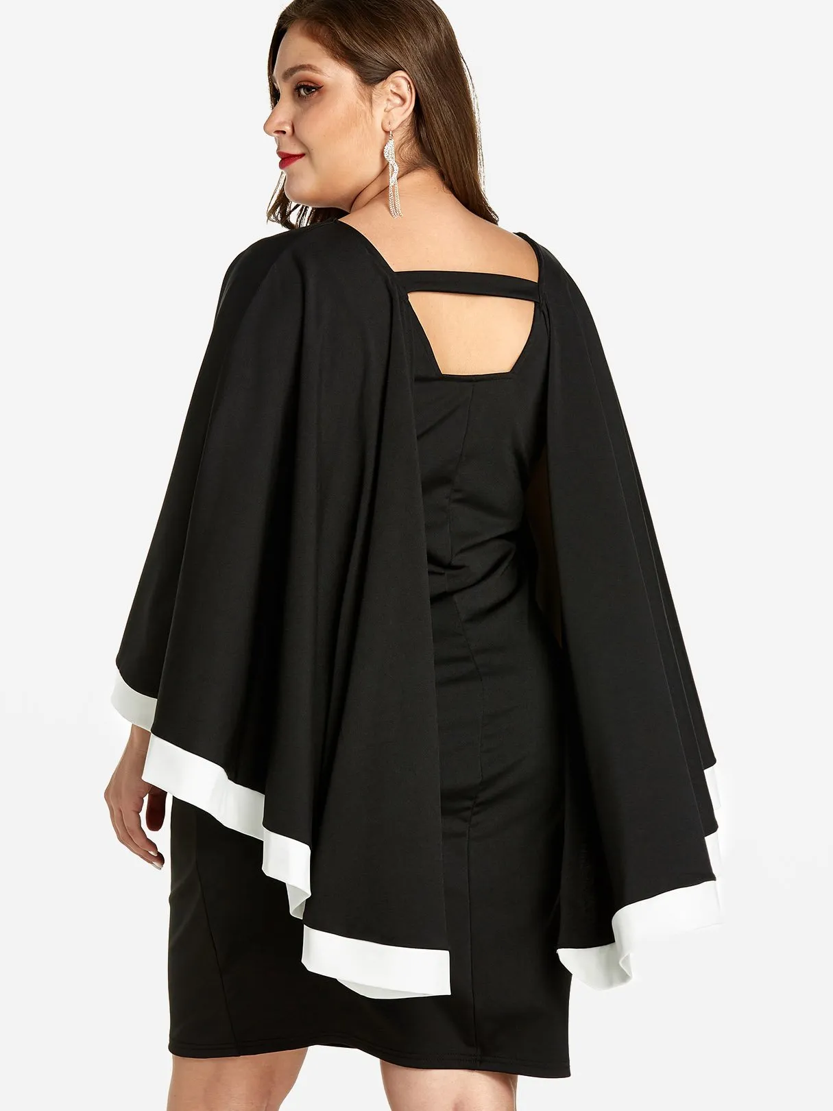 OEM ODM V-Neck Plain Tiered Long Sleeve Plus Size Dress