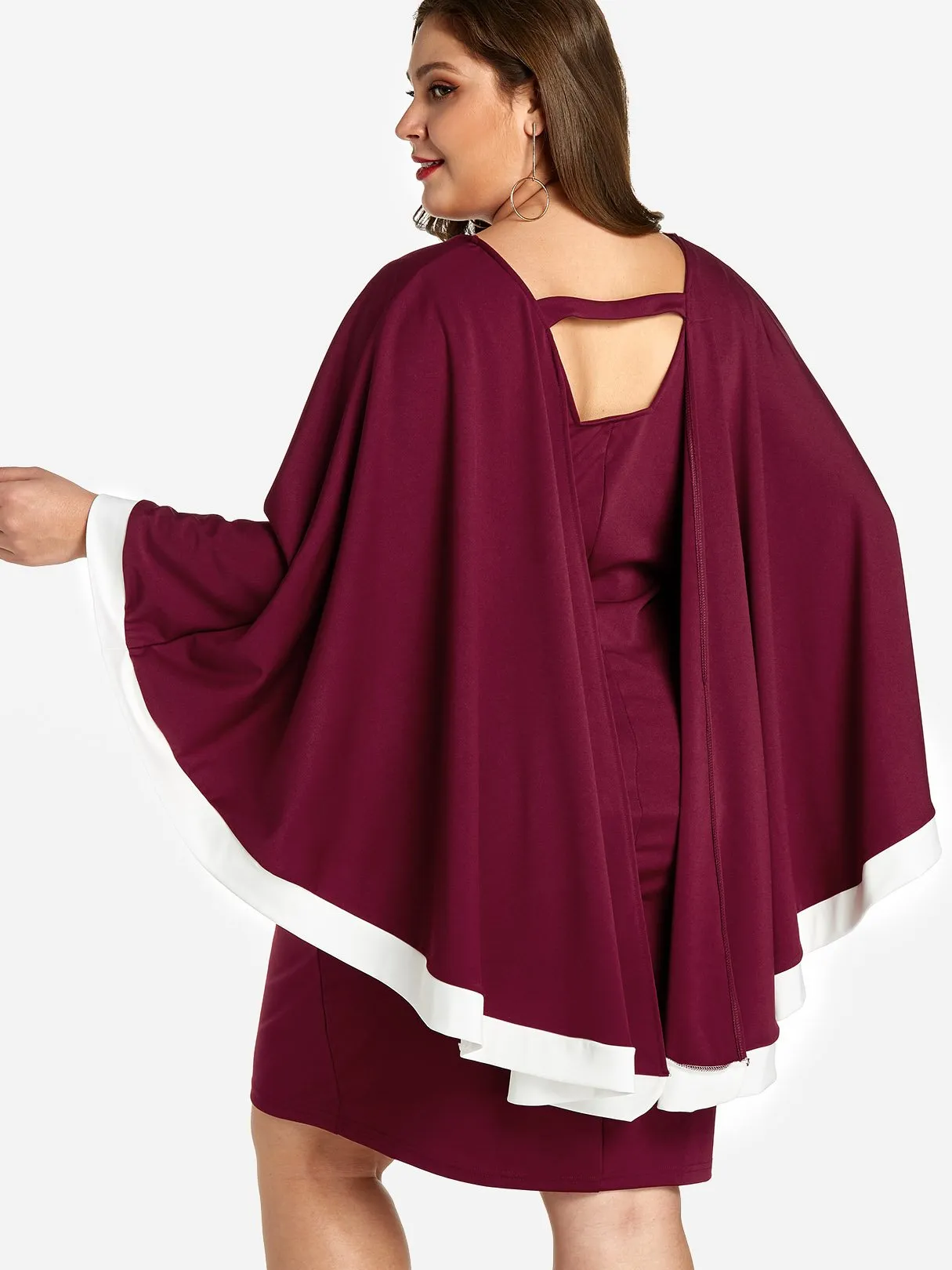 OEM ODM V-Neck Plain Tiered Long Sleeve Plus Size Dress