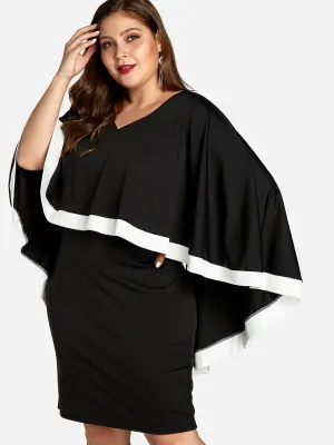 OEM ODM V-Neck Plain Tiered Long Sleeve Plus Size Dress