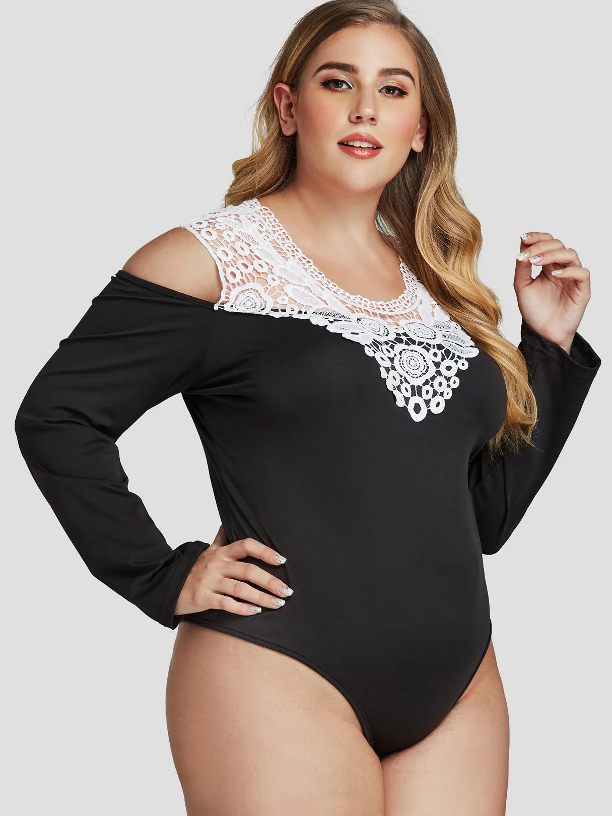 OEM ODM V-Neck Plain Wrap 3/4 Sleeve Black Plus Size Dress