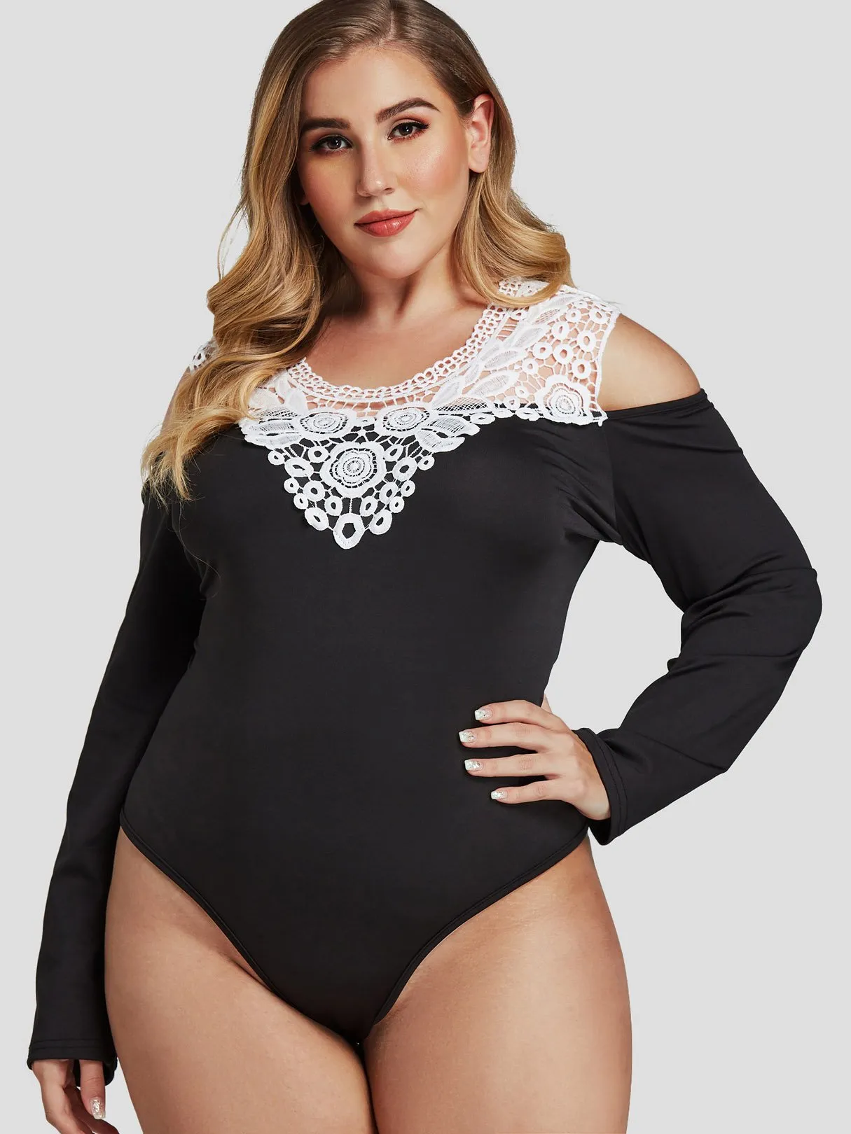 OEM ODM V-Neck Plain Wrap 3/4 Sleeve Black Plus Size Dress