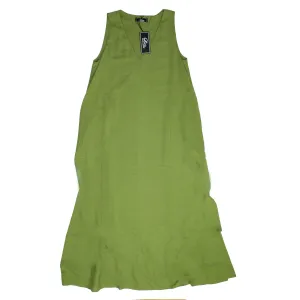Olivia Long Dress Green Linen Viscose - Women Beachwear Hand Made In Italy