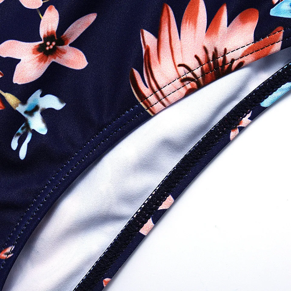 One Piece Backless Floral Swimsuit