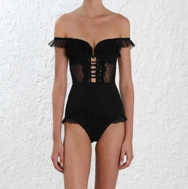 One Piece Padded Mesh Swimsuits -  Multiple colours