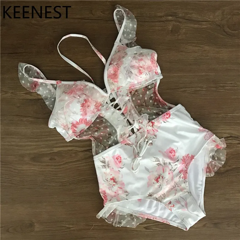 One Piece Padded Mesh Swimsuits -  Multiple colours