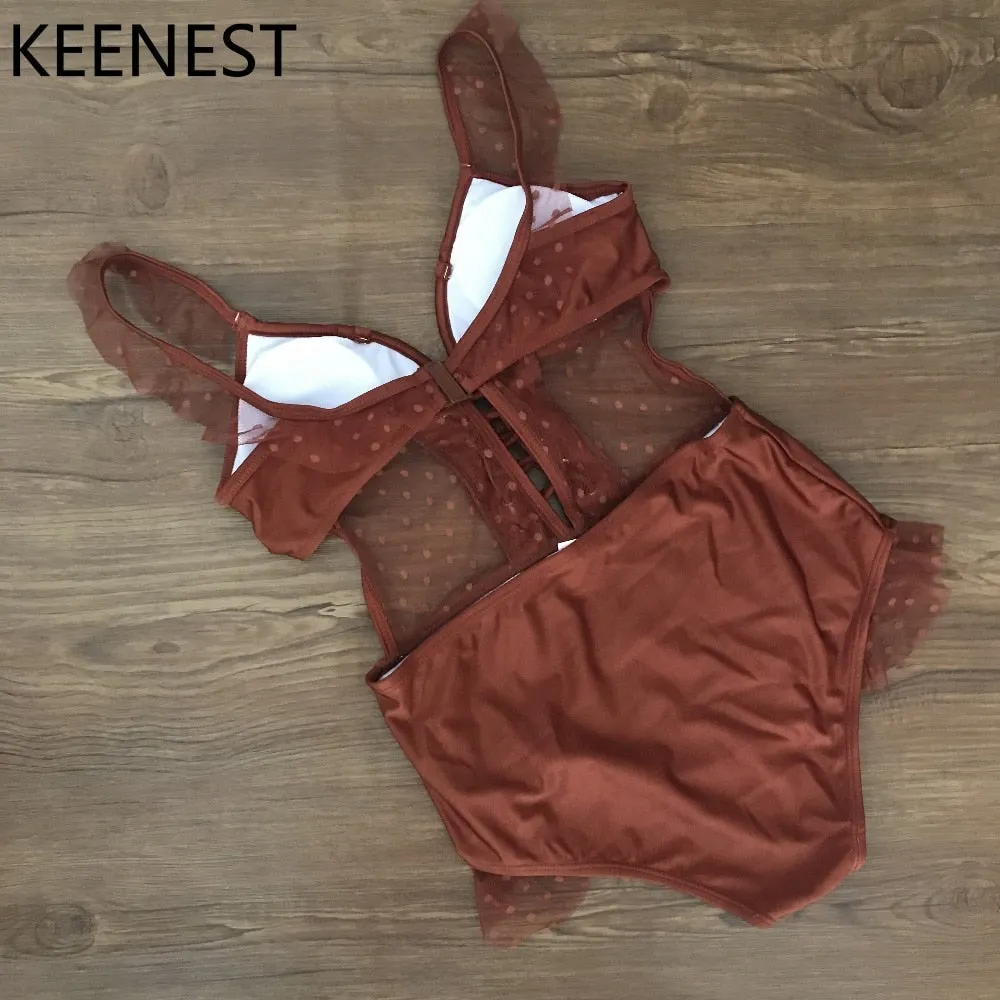 One Piece Padded Mesh Swimsuits -  Multiple colours