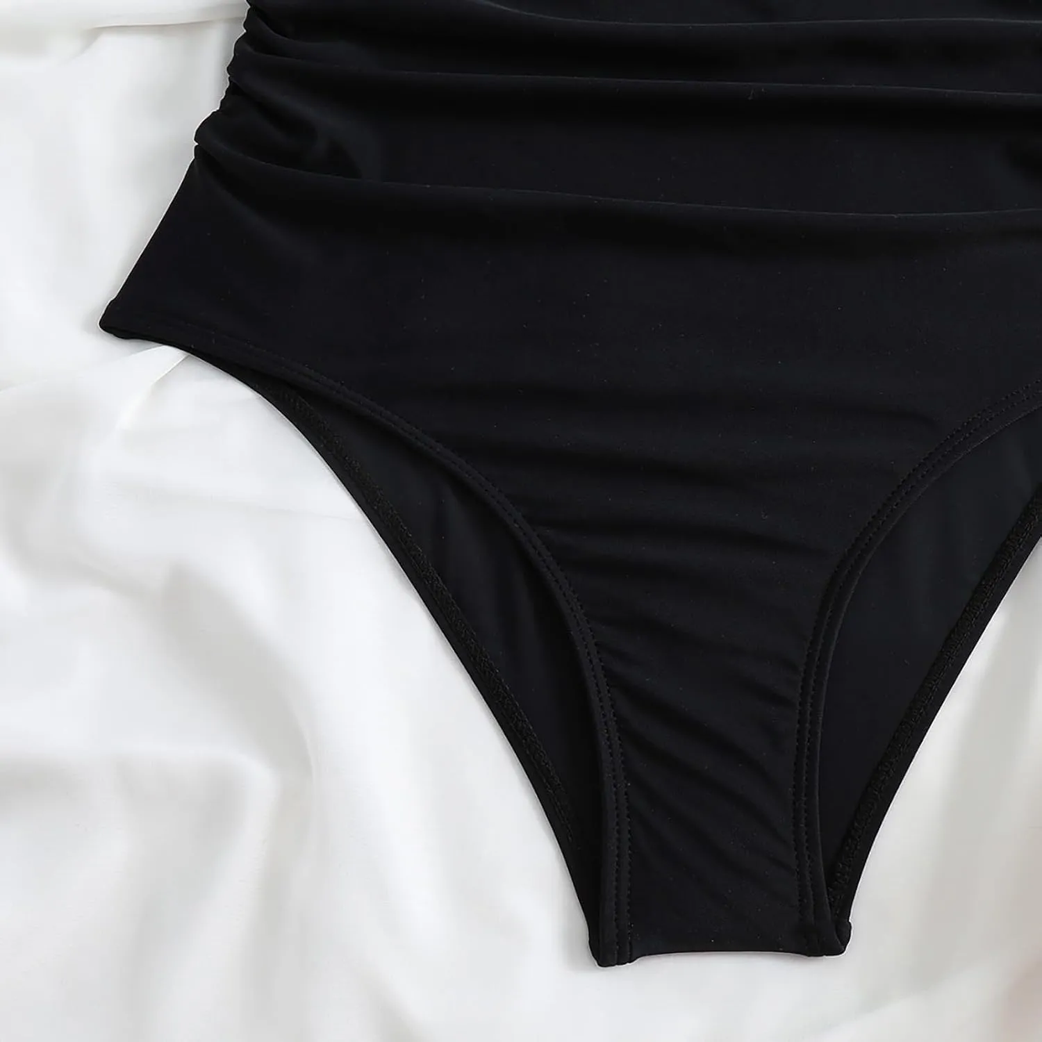 One Piece Swimsuit Women 2025 Tummy Control Cutout High Waisted Bathing Suit Color Block Wrap Tie Back Beach Swimwear
