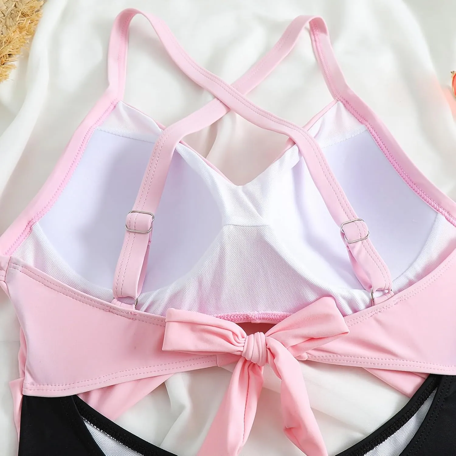 One Piece Swimsuit Women 2025 Tummy Control Cutout High Waisted Bathing Suit Color Block Wrap Tie Back Beach Swimwear