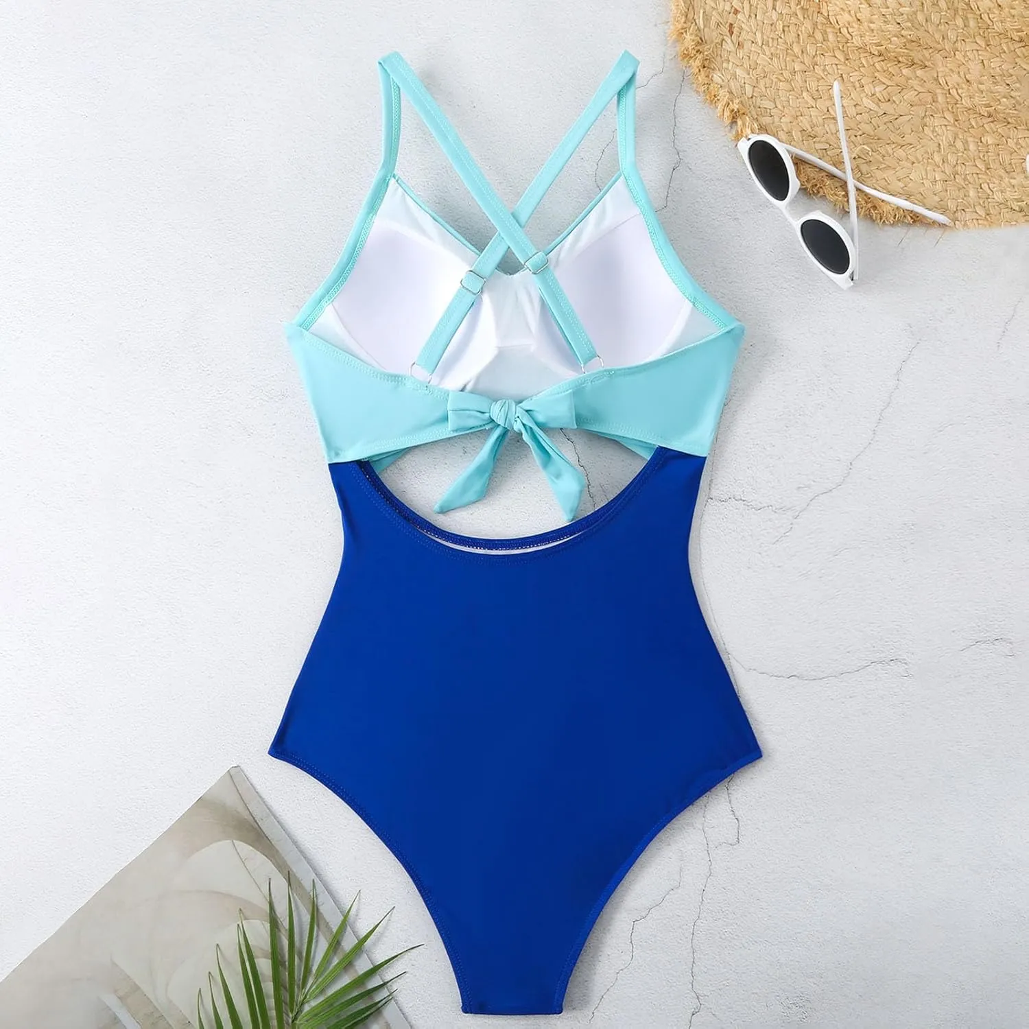 One Piece Swimsuit Women Sexy Tummy Control Cutout High Waisted Bathing Suit Halter Neck Criss Cross Back Swimsuits