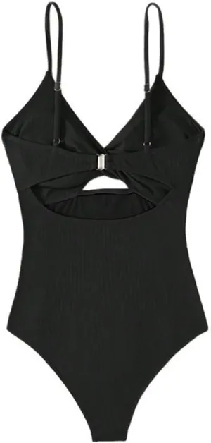 One Piece Swimsuit Women Summer Twist Cutout V Neck Backless Bathing Suits Sexy Slimming Tummy Control Swimwear