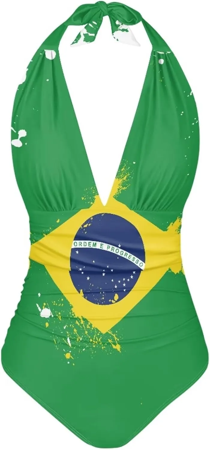 One Piece Swimsuit Women Tummy Control Bathing Suits, Unique Design Sexy Cross Back, Ruched Swimwear