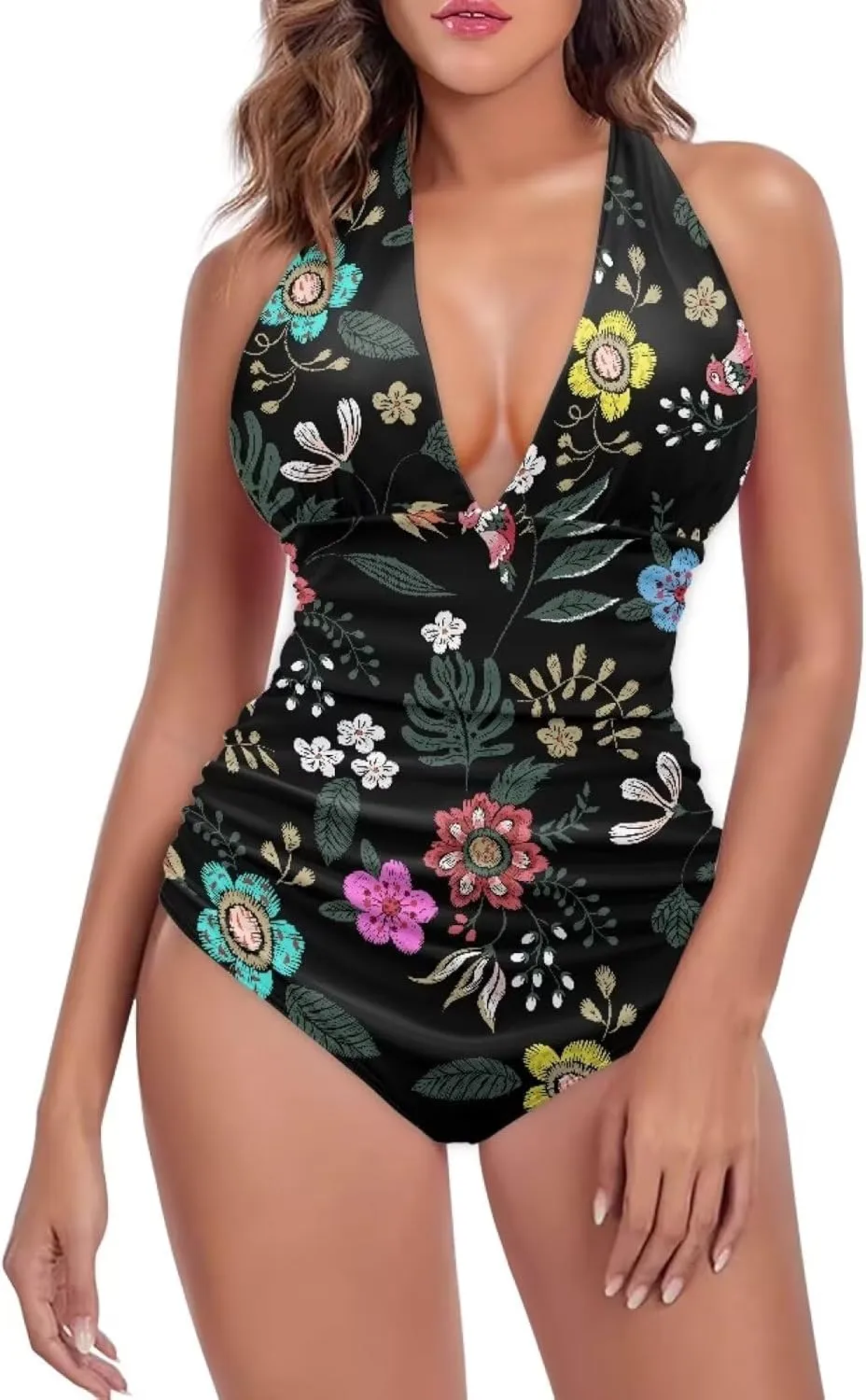 One Piece Swimsuits Swimwear for Women Tummy Control Bathing Suit Ruffle Tummy Control Swimwear