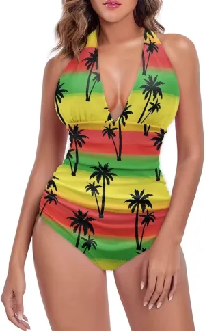 One Piece Swimsuits Swimwear for Women Tummy Control Bathing Suit Ruffle Tummy Control Swimwear