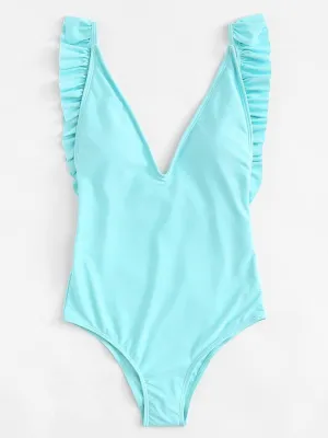 Open Back Ruffle Swimsuit