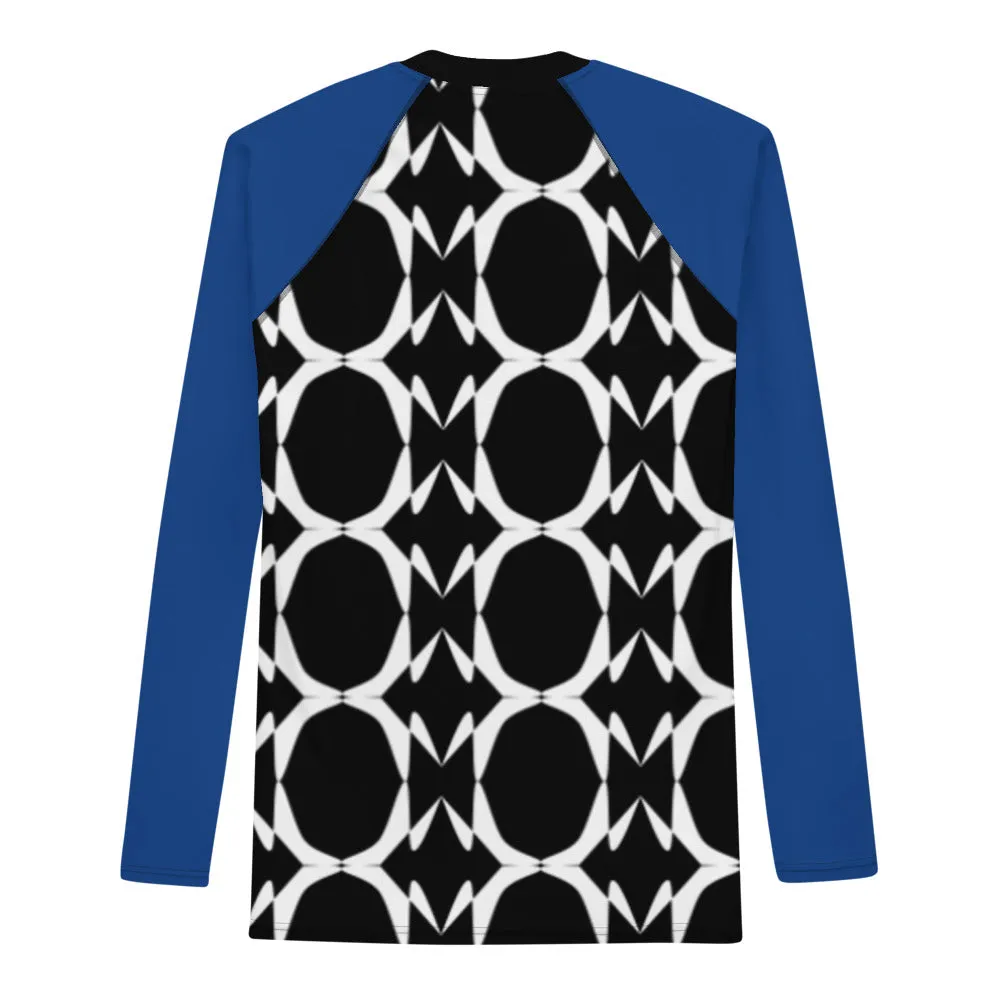 Origen Destination |On-Arrival Point of Origen Symbol-inspired Men's Black/Blue Rash Guard