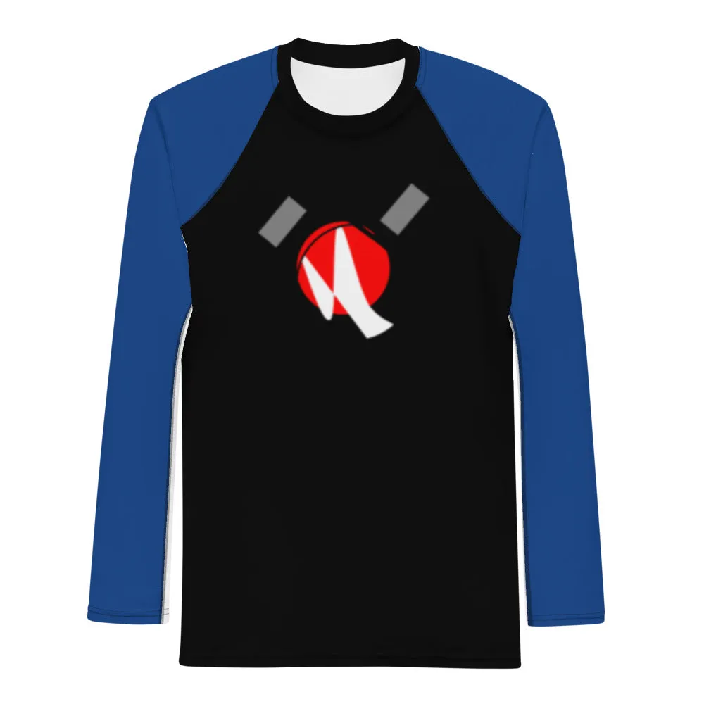 Origen Destination |On-Arrival Point of Origen Symbol-inspired Men's Black/Blue Rash Guard