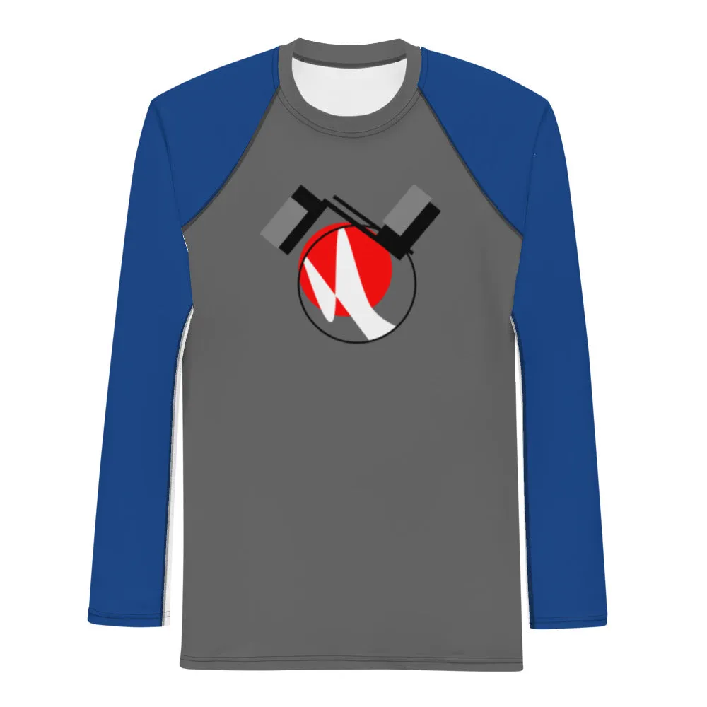 Origen Destination |On-Arrival Point of Origen Symbol-inspired Men's Gray/Blue Rash Guard