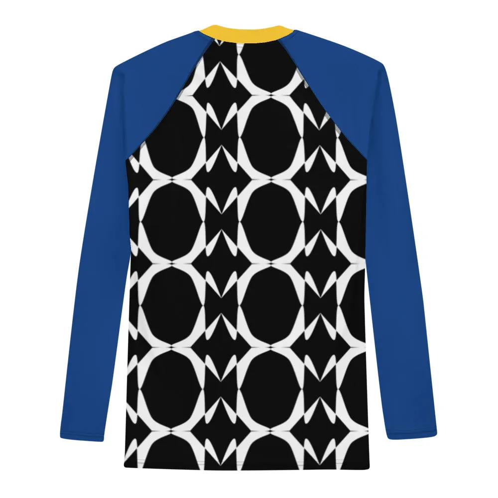 Origen Destination |On-Arrival Point of Origen Symbol-inspired Men's Yellow/Blue Rash Guard