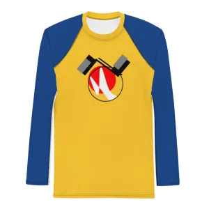 Origen Destination |On-Arrival Point of Origen Symbol-inspired Men's Yellow/Blue Rash Guard