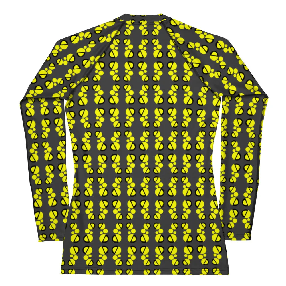 Origen Destination |On-Arrival Point of Origen Women's Gray/Yellow Symbol-inspired Rash Guard