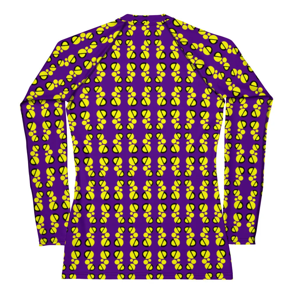 Origen Destination |On-Arrival Point of Origen Women's Purple/Gold Symbol-inspired Rash Guard