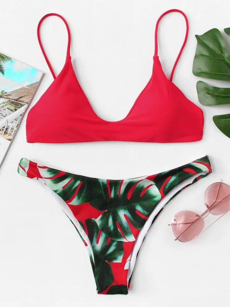 Palm Print Bikini Set
