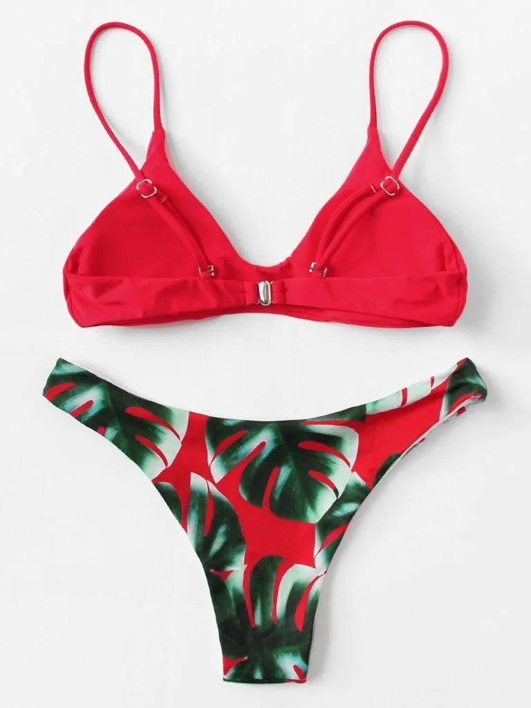 Palm Print Bikini Set