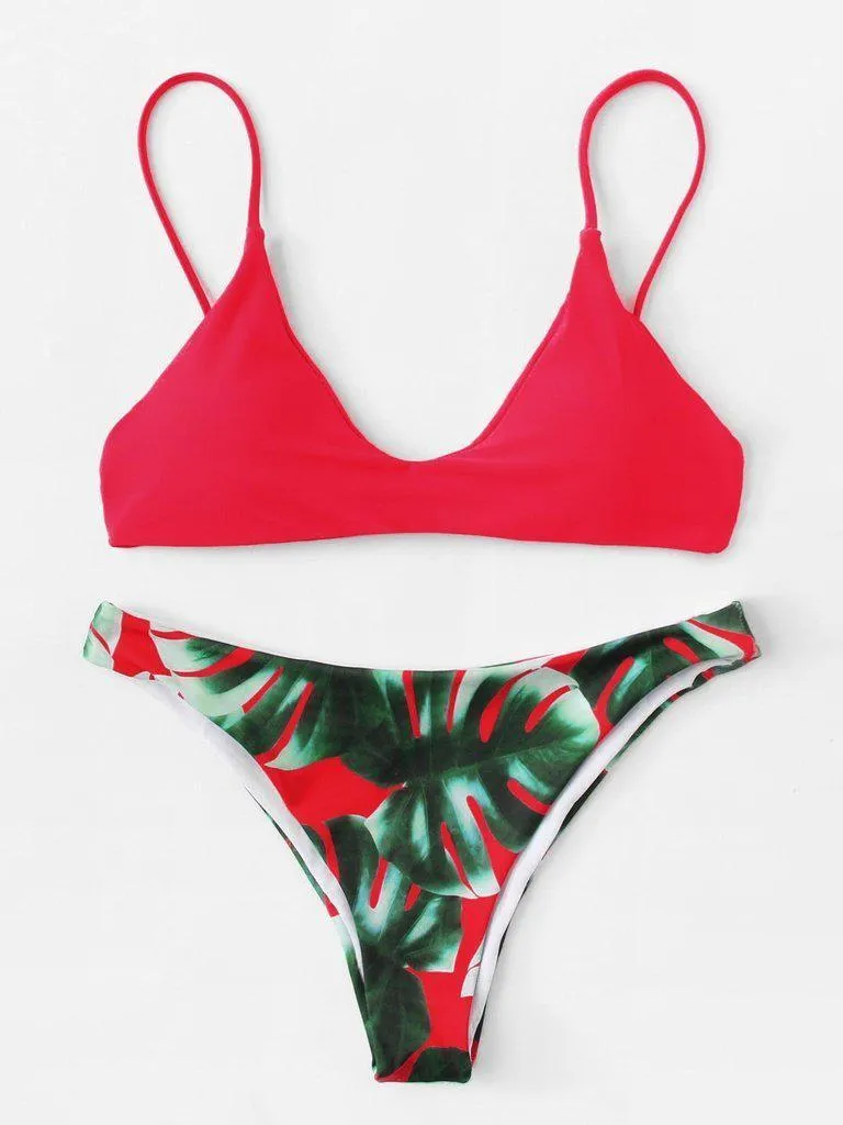 Palm Print Bikini Set
