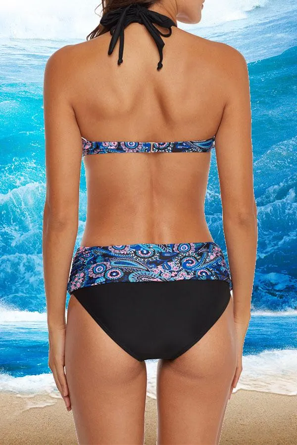 Patchwork Floral Print Elegant Bikini