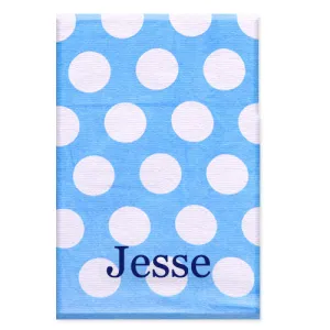 Personalized Beach Towel - Light Blue Polka Dot