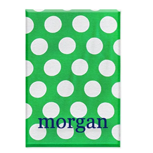 Personalized Beach Towels - Green Polka Dot