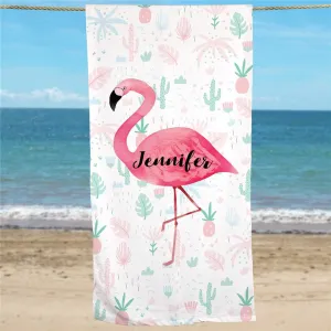 Personalized Flamingo Beach Towel, Beach Towel, Cute Beach Towel, Pool Towels, Summer Towel, Customized Beach Towel