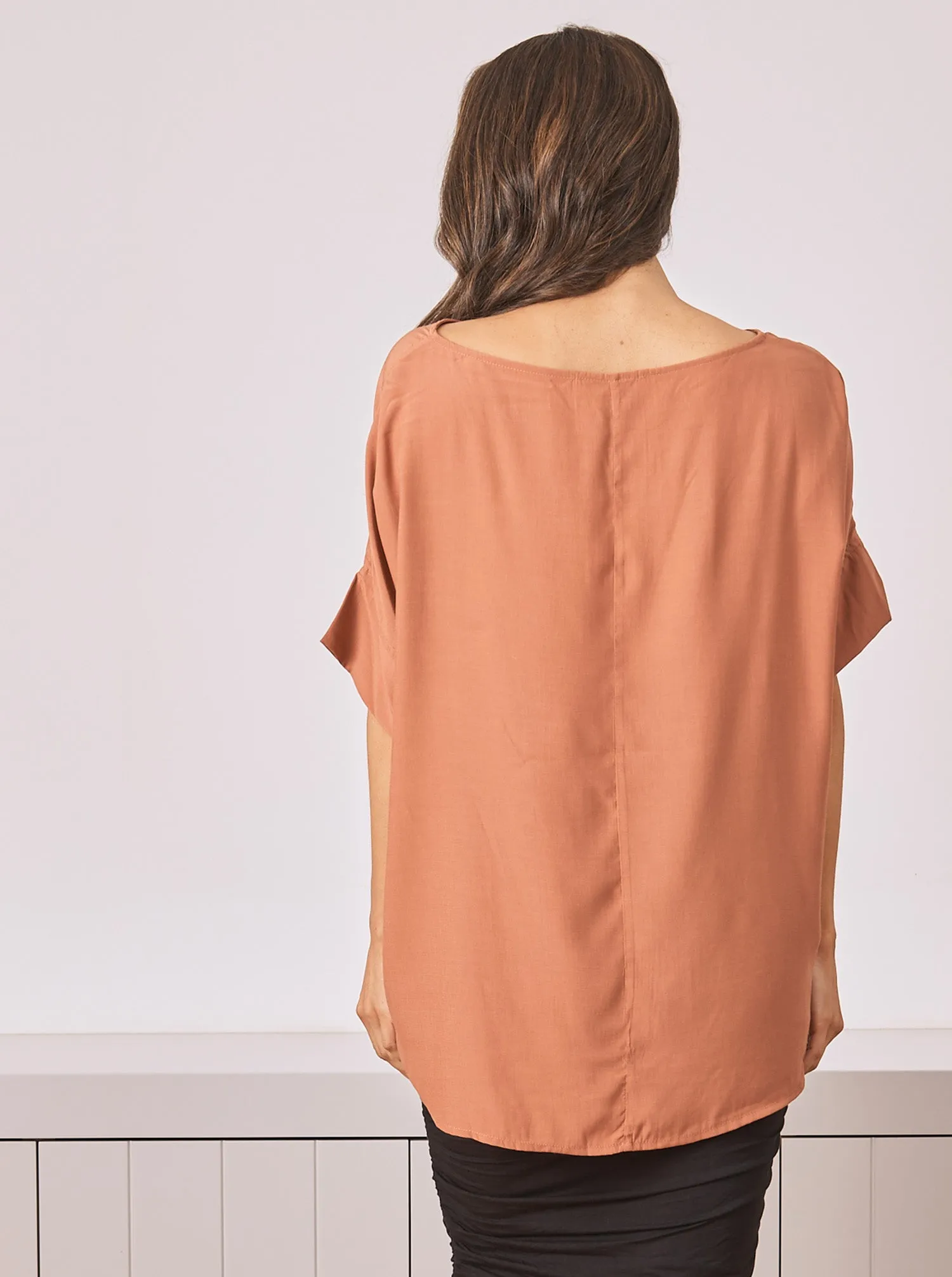 Pia Maternity Relax Fit Short Sleeve Top - Rust