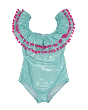 Piccoli Principi Sissi Aqua Glitter One Piece Swimsuit