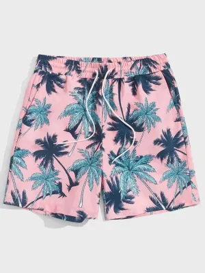 Pink and Blue Palm Swim Trunks
