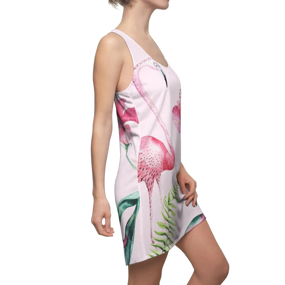 Pink Flamingo & Hibiscus Dress