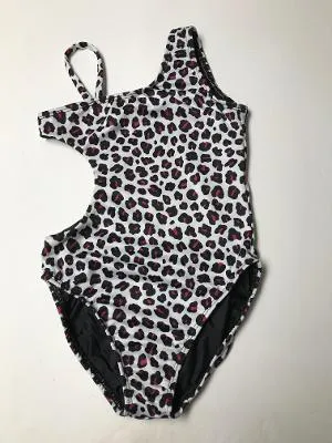 PINK/BLACK FOIL CHEETAH 1 SHOULDER MONOKINI