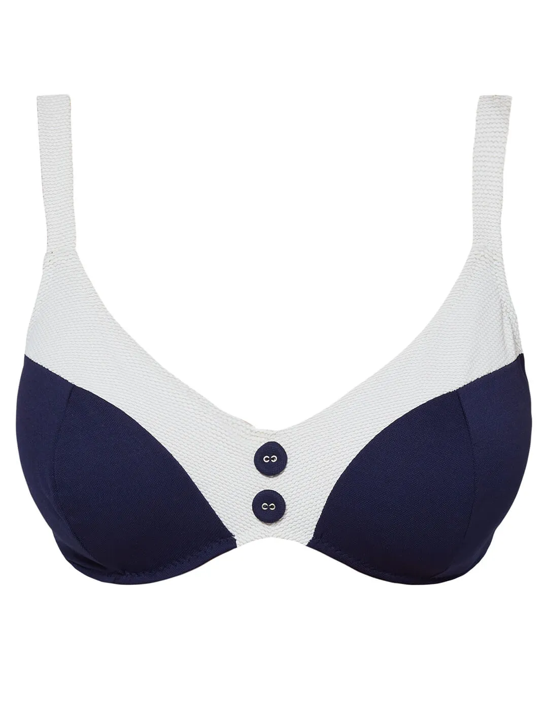 Pitusa Plunge Bikini Top - Navy and White