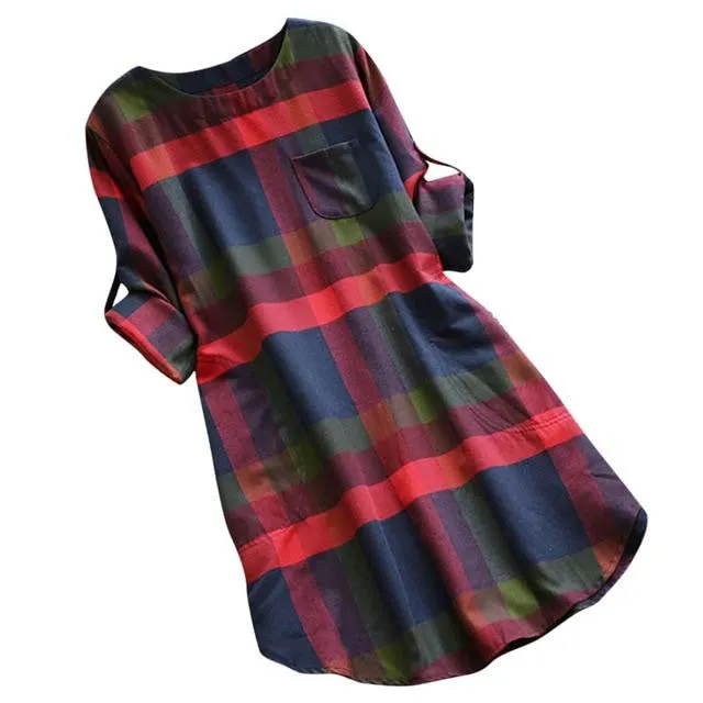 Plaid Long Sleeve Tunic
